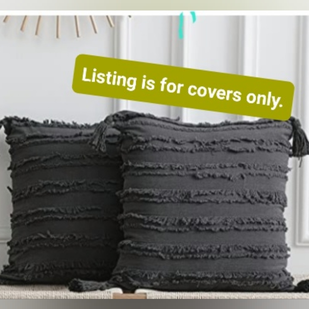 NEW pair of dark grey pillow covers (cover 2 18 x 18 pillows)